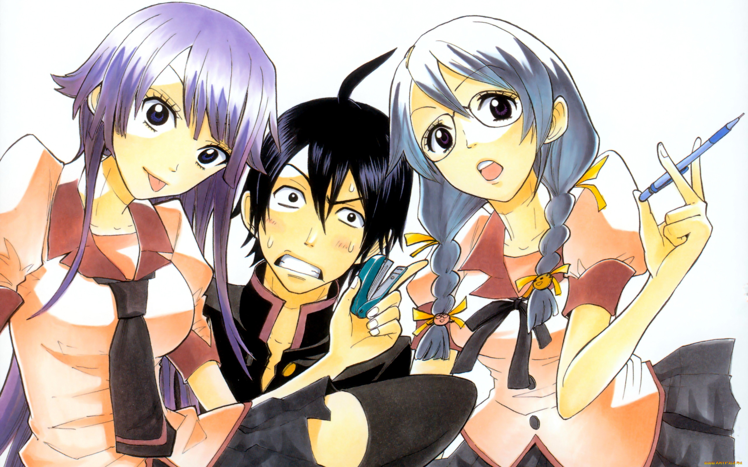 , bakemonogatari, senjougahara hitagi, , , , , hanekawa tsubasa, , , araragi koyomi, 